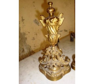 030 SPLENDIDA COPPIA DI ALARI PER CAMINETTO 2