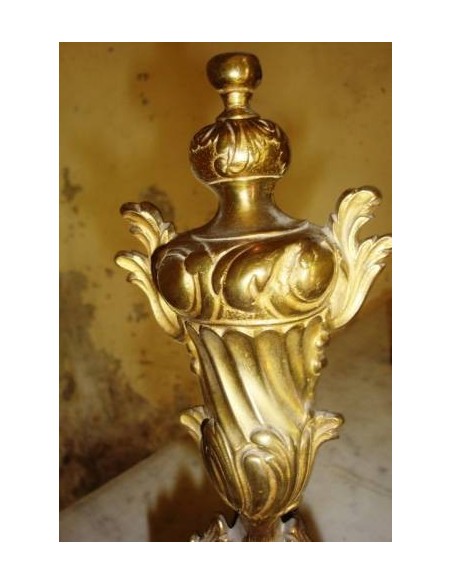 030 SPLENDIDA COPPIA DI ALARI PER CAMINETTO