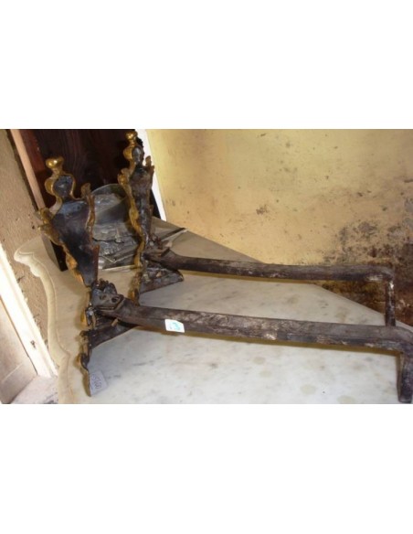 030 SPLENDIDA COPPIA DI ALARI PER CAMINETTO