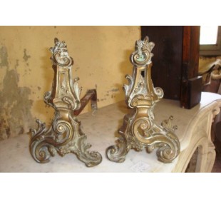040 ALARI BAROCCHI IN FUSIONE DI BRONZO E FERRO BATTUTO