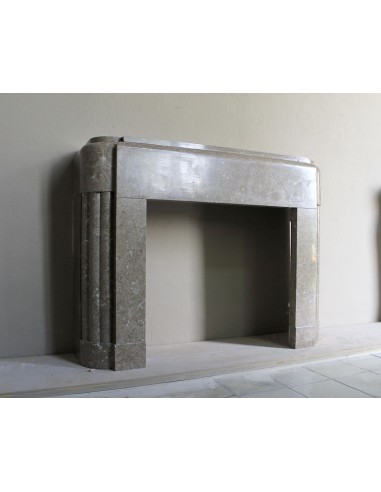708 ANTIQUE ART DECO MANTEL CARVED IN TAUPE...
