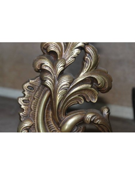 057 ALARI ROCAILLE CON RARO ORNATO A FOGLIE DI QUERCIA