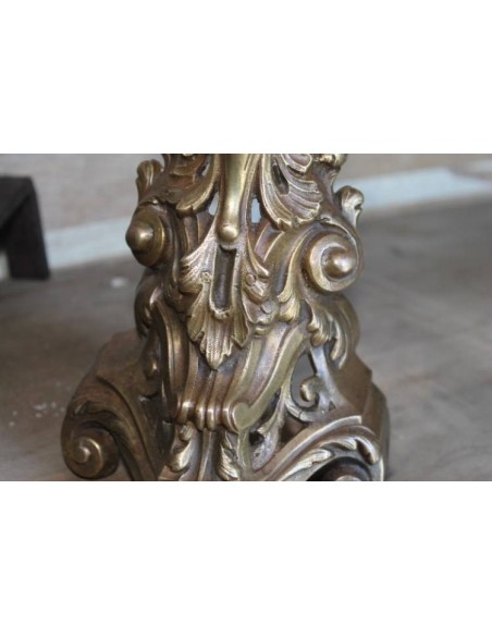 060 ORIGINALE COPPIA DI ALARI ROCAILLE