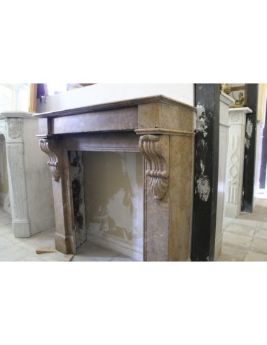 Antique Yellow marble fireplace mantel called "Palmettes" offered at a very low price.