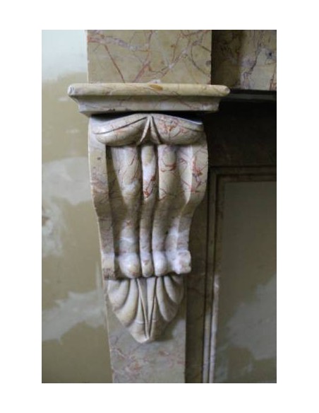 007 OCC VERY SMALL ANTIQUE LOUIS PHILIPPE "PALMETTES" FIREPLACE IN YELLOW "FIORITO" MARBLE