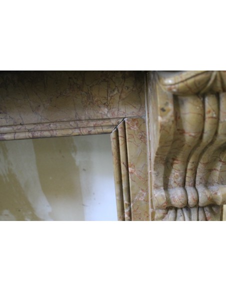 007 OCC VERY SMALL ANTIQUE LOUIS PHILIPPE "PALMETTES" FIREPLACE IN YELLOW "FIORITO" MARBLE