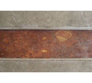 Antique Art Deco fireplace mantel carved in taupe "Lunel" marble and precious Red Onix 2