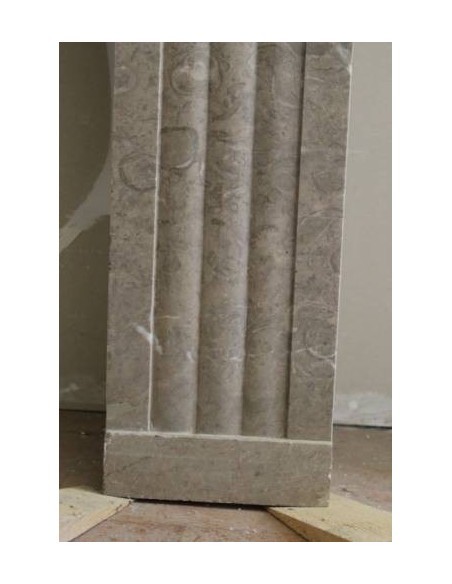 723 ANTIQUE ART DECO FIREPLACE MANTEL CARVED IN TAUPE "LUNEL" MARBLE AND PRECIOUS RED ONIX
