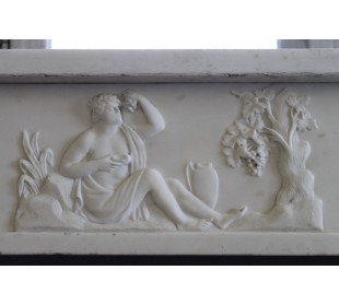 Exceptional Directoire-style statuary marble fireplace. This is a truly antique fireplace in a very white marble. 2