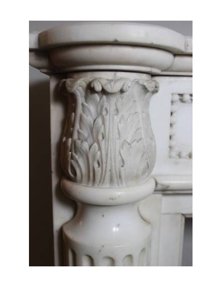246 ANTIQUE ELEGANT NEOCLASSICAL FIREPLACE MANTEL IN WHITE STATUARY MARBLE
