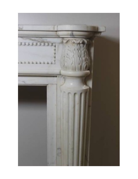 246 ANTIQUE ELEGANT NEOCLASSICAL FIREPLACE MANTEL IN WHITE STATUARY MARBLE