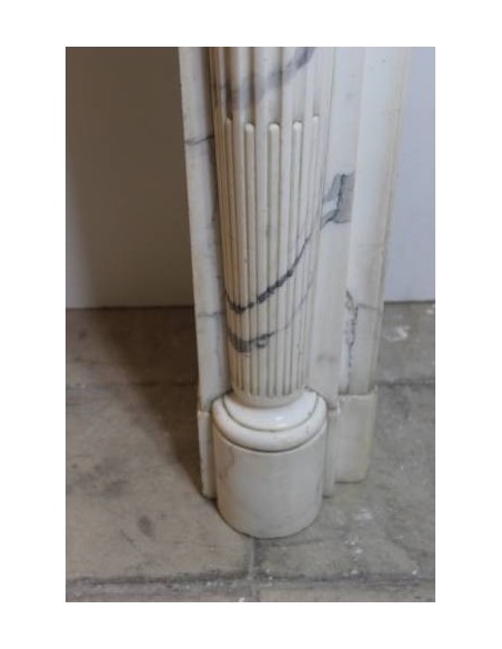 246 ANTIQUE ELEGANT NEOCLASSICAL FIREPLACE MANTEL IN WHITE STATUARY MARBLE