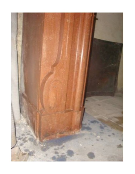 315 MONUMENTAL LOUIS XIV "BOUDIN HAUT" FIREPLACE MANTEL CARVED IN "RED BURGUNDY" MARBLE