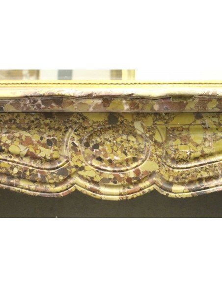 013 ANTIQUE LOUIS XV "POMPADOUR GALBÉ" FIRE SURROUND IN "BRECHE D'ALEPH" MARBLE