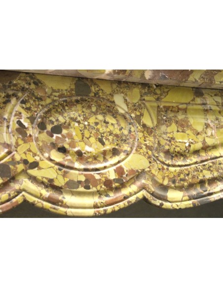 013 ANTIQUE LOUIS XV "POMPADOUR GALBÉ" FIRE SURROUND IN "BRECHE D'ALEPH" MARBLE