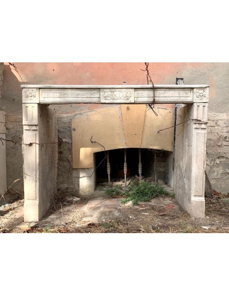 Antique stone fireplace, 19th-century. This mantel is one of the most original antique stone fireplaces.