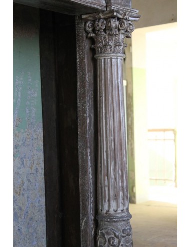 1030 ANTIQUE OAK FIREPLACE MANTEL WITH...