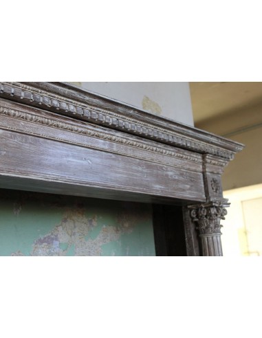 1030 ANTIQUE OAK FIREPLACE MANTEL WITH...