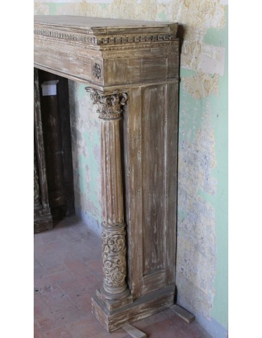 1030 ANTIQUE OAK FIREPLACE MANTEL WITH...