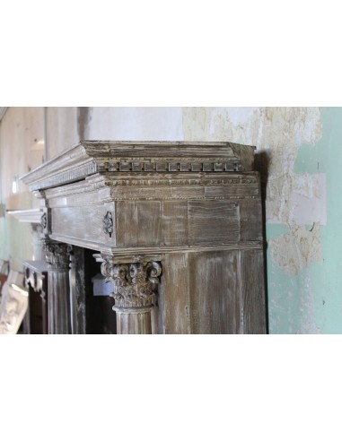 1030 ANTIQUE OAK FIREPLACE MANTEL WITH...