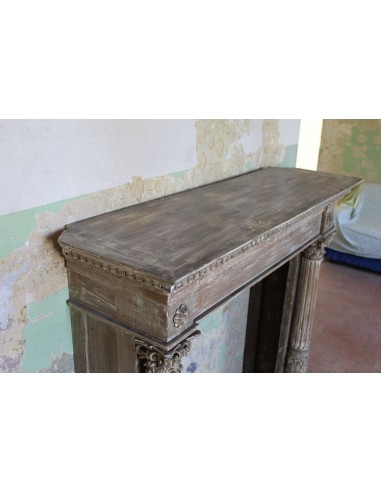 1030 ANTIQUE OAK FIREPLACE MANTEL WITH...