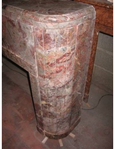 Antique Art Deco fireplace mantel carved in rare and fascinating "Sarrancolin" marble
