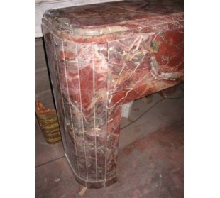 Antique Art Deco fireplace mantel carved in rare and fascinating "Sarrancolin" marble 2